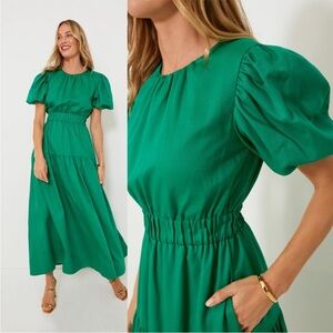Hyacinth House Kelly Green A Line Puff Sleeve Ginny Maxi Dress Size Small